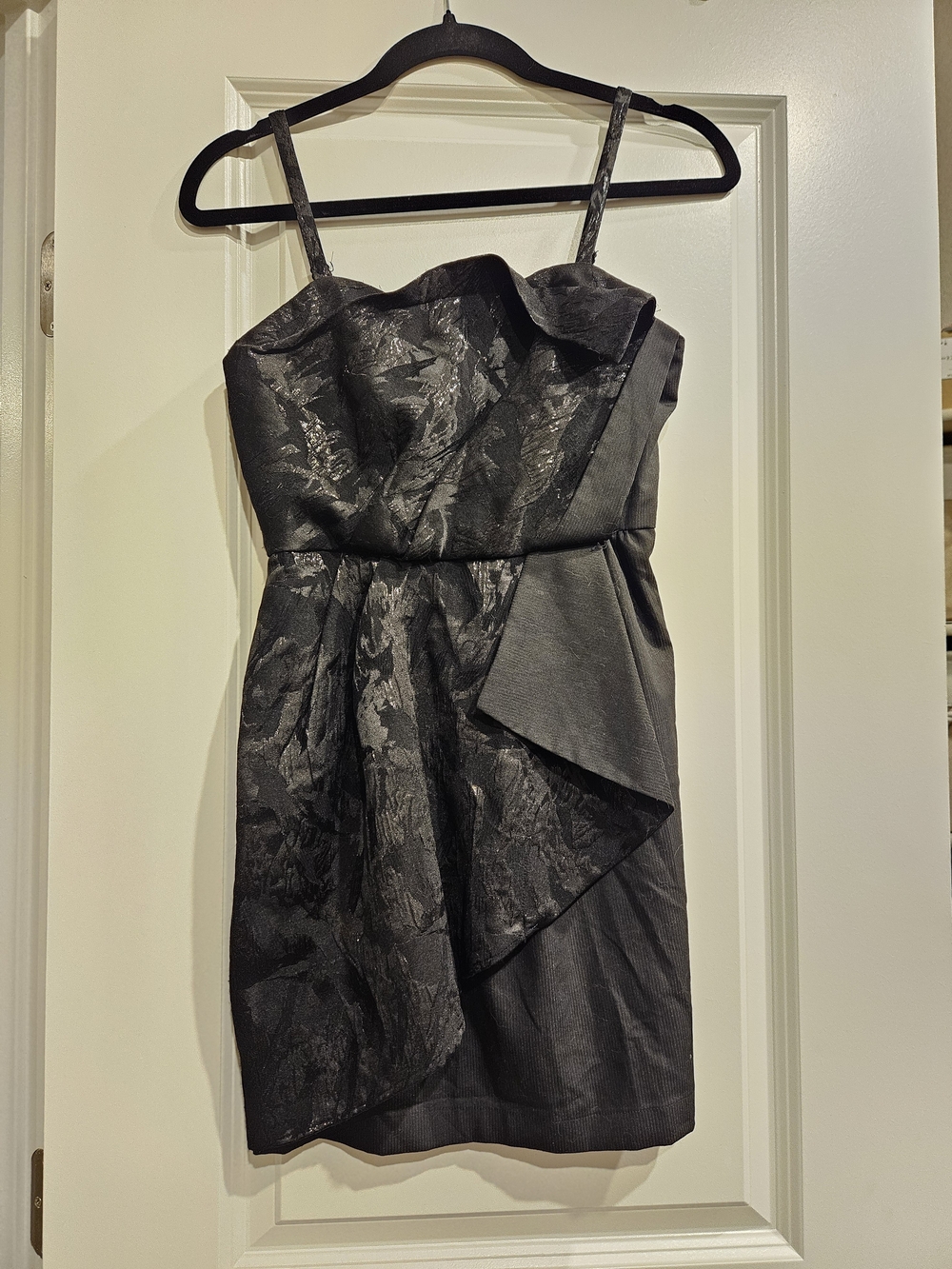 BCBGeneration Black Textured Strapless Mini Dress with Straps